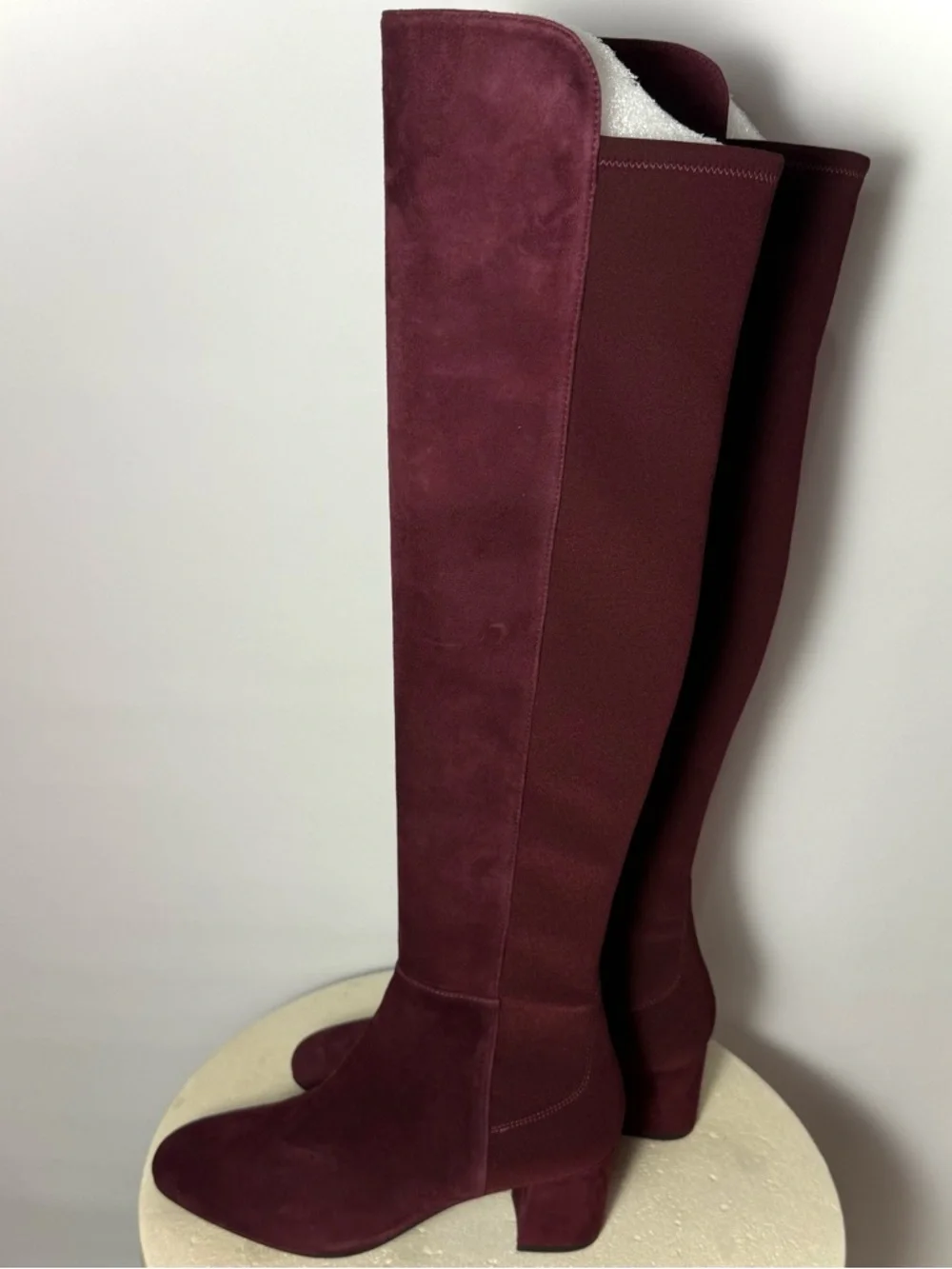 Stuart Weitzman Over-the-Knee Suede Boots in Deep Burgundy | Size 6